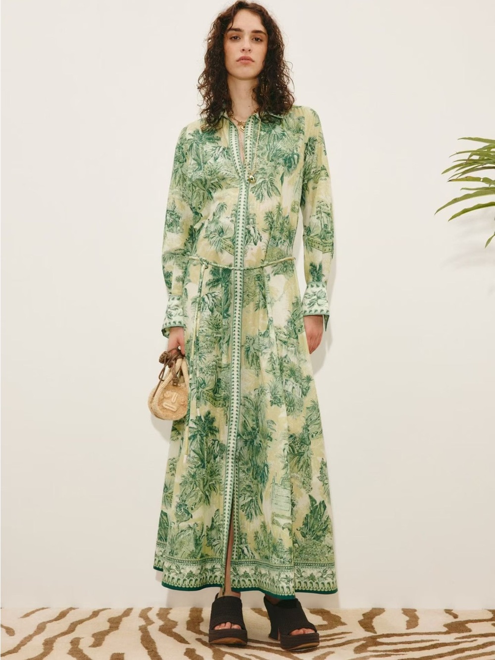 ALEMAIS Sara belted printed cotton and silk-blend maxi dress,2 4 6 8